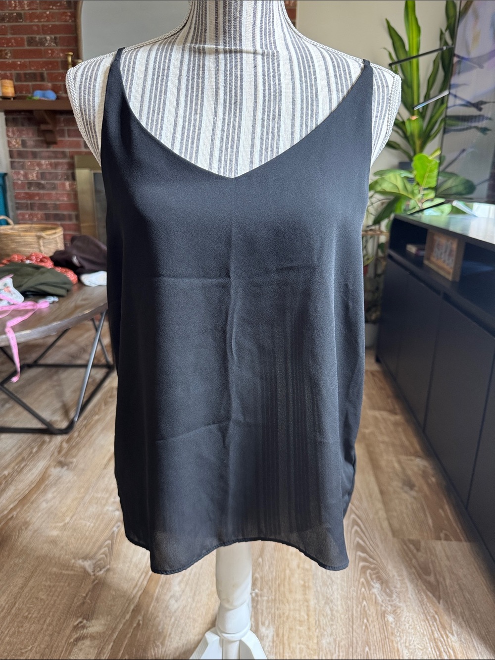 Stella Luce Black Satin V-Neck Camisole